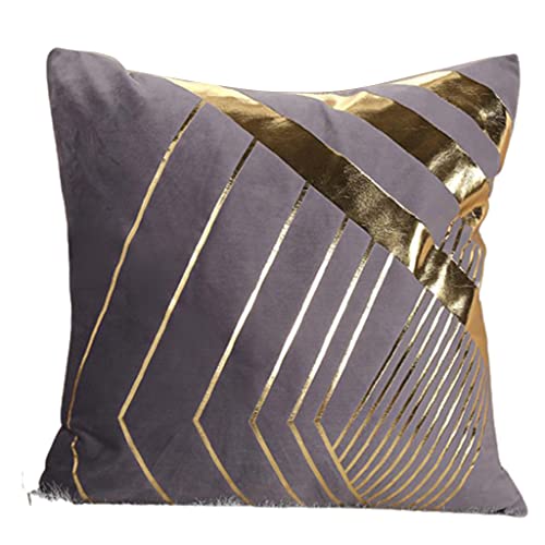 モダンな幾何学的なベルベットスローピローケースメタリックホットスタンピングストライプ抽象パターン高級テクスチャードクッション Cov ソファクッションカバー L 字型