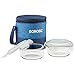 Borosil Prime Glass Lunch Box Set of 2, 400 ml, Round, Microwave Safe Office Tiffin