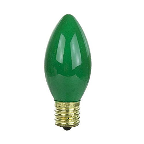 Sterl Lighting - 25 Pack, C9 Incandescent Ceramic Green Night Light, 7 Watt, 120 Volt, 40Lm, E17 Intermediate Base, Decorative Colored Bulbs For Christmas, Decorative, Indoor Or Outdoor Patio, Parties #TOP1