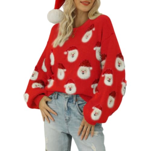 Women Sweaters Ugly Sweater Christmas Women Fall Outfit V Neck Sweaters for Women Women's Sweaters Fall Outfit Halloween Shirt Sequin Sweaters for Women Christmas Ugly Sweater(red,S)