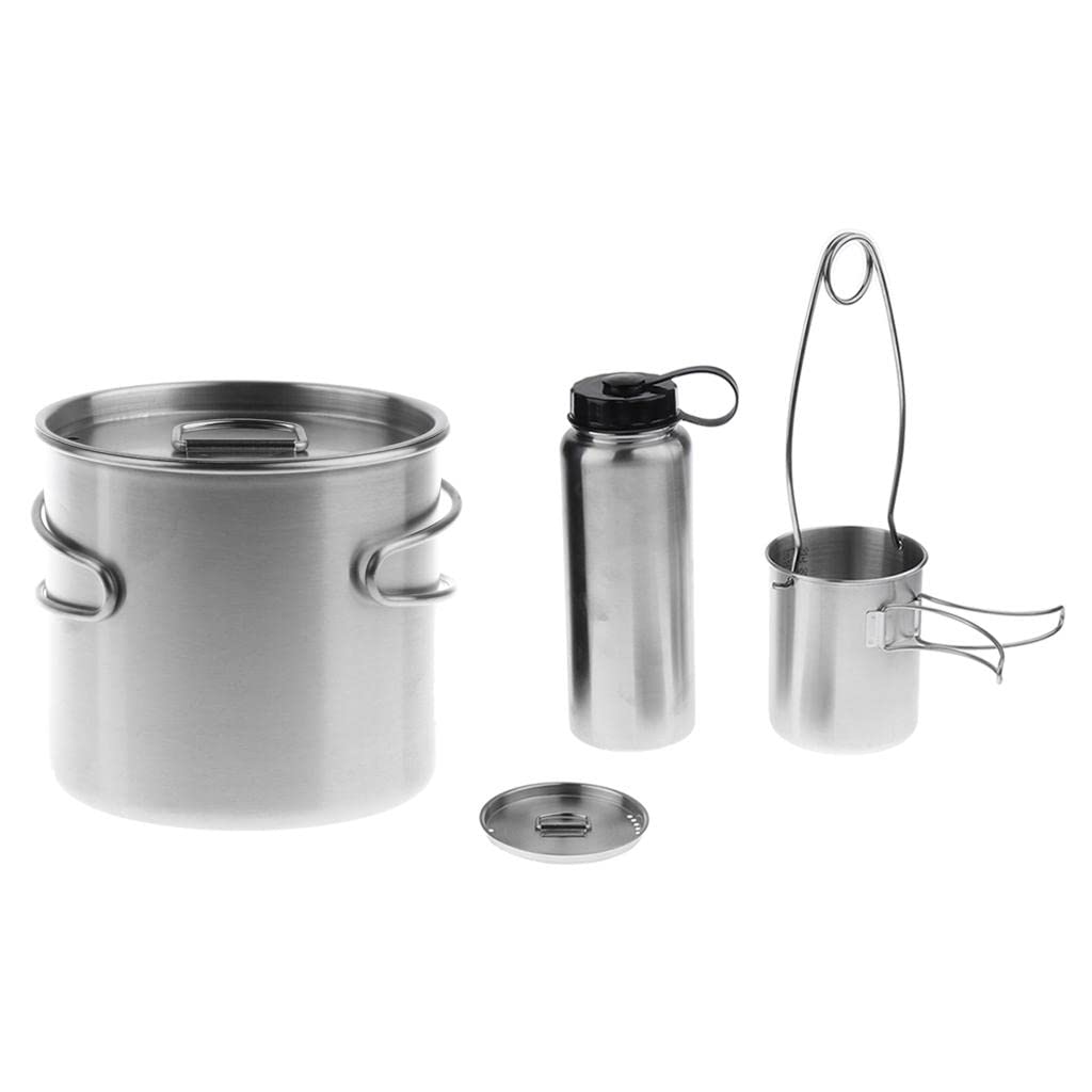 Gobelet de Camping Acier Inoxydable avec Poignée Pliable et Couvercle à Trous d'Aération Échelle Graduée Pratique Adapté aux Activités de Camping