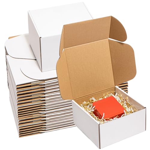 Wowxyz 8x8x4 Shipping Boxes 30 Pack White Corrugated Cardboard Mailing Boxes for Small Business - Literature Mailer Packaging Supplies
