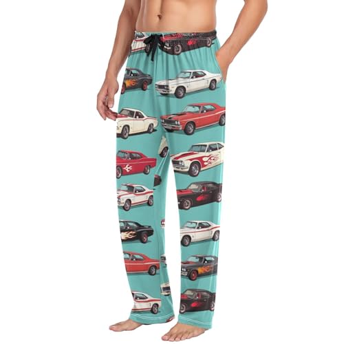 American Muscle Racing Car Pajama Pants Vintage Pixar Cars Lounge Sleepwear PJs Men's Pajama Bottoms Sleep Pants M4