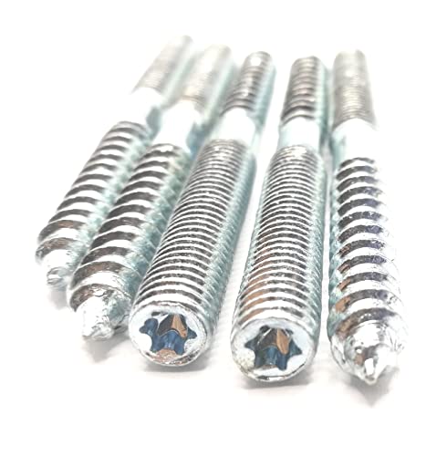 Image of Hanger Bolt M8x90 Silvery Double Headed Bolt Self-Tapping Screw with Hexagon for Furniture 8Pcs