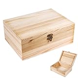 Almagic Unfinished Wood Box with Hinged Lid 1 Pack - 10.6' x 7.6' x 4.3' Smooth Unpainted Wooden Storage Box for Crafts, Jewelry, DIY Painting, Gift Packaging - Lightweight & Warp-Resistant