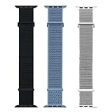 Kit 3 Pulseiras Esportiva de Nylon Estilo Loop Cores Vivas para Watch Series 7 8 9 e Ultra Ultra 2 (42/44 / 45mm, Preto/Azul/Branco)