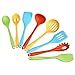 AmazonCommercial - Set di utensili da cucina in silicone antiaderente resistente al calore, set da 8, multicolore