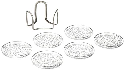 iDesign Rain Stainless Steel Drink Coasters with Holder for Home Counters, Kitchen, Dining Room, Living Room, Patio, Coffee Table, Set of 6, Clear - Thumbnail 2