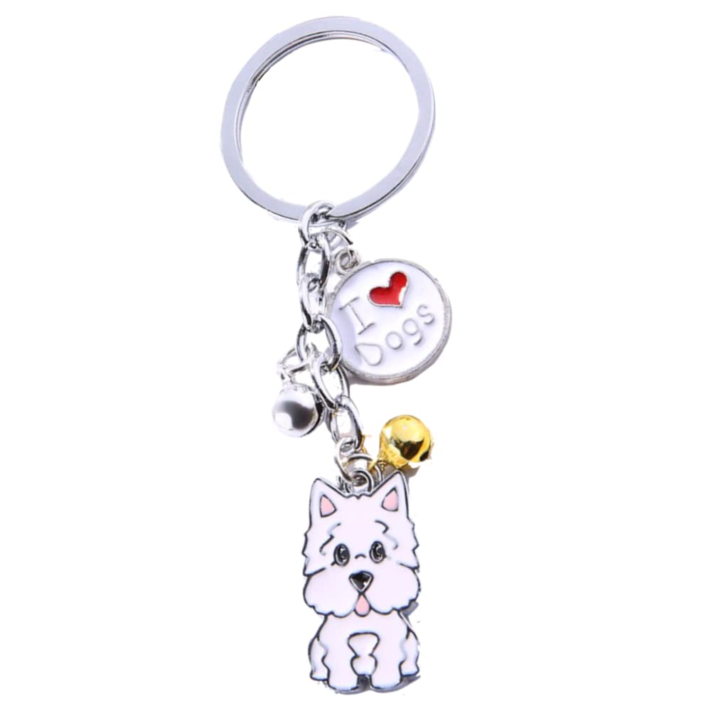 EZB Adorable I Love Dogs Westie Puppy Keyring | Decorative Keychain Gift Idea for Dog Lovers | West Highland Terrier (White)