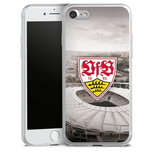 Slim Case kompatibel mit Apple iPhone SE 2020 Silikon Handyhülle transparent Hülle extra dünn VfB Stuttgart Offizielles Lizenzprodukt Stadion