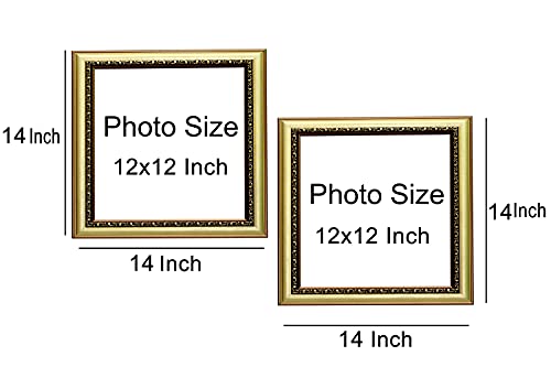 Image of set of 2 12x12 Inch Dark Golden Color flexiable Glass (acrylic) & synthetic wood customized Modern Collage Photo Frames for Wall Hanging