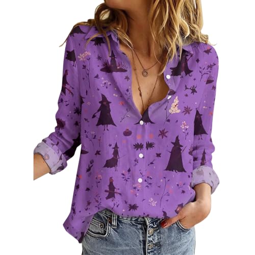 VILOVE Halloween Shirt Women Hocus Pocus Shirts Halloween Witch Tee