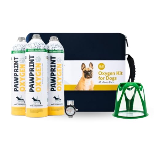 Dog Rescue Oxygen Kit Portable Oxygen Supply for Pets for Transport and Rescue Oxygen Mask Regulator Tubing & Travel Case Included (22-33 lbs)