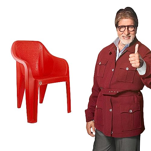 Image of Cello Dynamo Chair Set Pack of 6 - Red | Strong and Durable | Easy to Clean | Chair for Living Room, Bed Room, Kitchen, Office Room, Outdoor | 3 Years Warranty