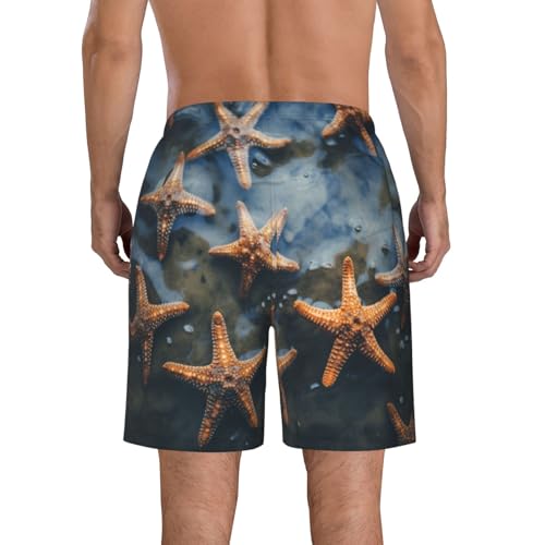 Beautiful Starfish Print Mens Casual Shorts Drawstring Summer Beach Stretch Shorts Novelty Swimtrunks3