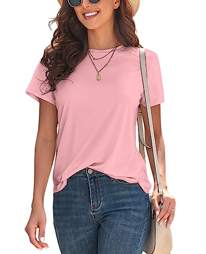Image of KevaMolly Basic T Shirts for Women UPF 50+ Short Sleeve Casual Summer Tops Trendy Solid Loose Fit Crew Neck Tees Tshirt