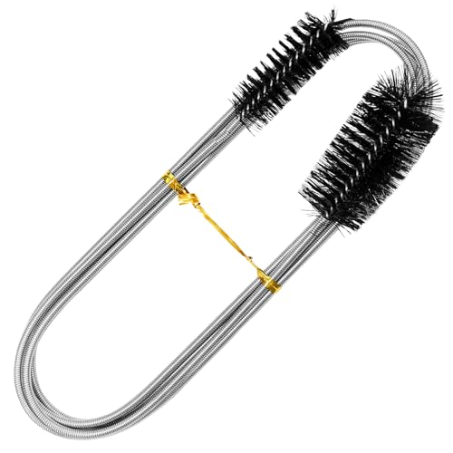 Wanheart Cepillo de limpieza de tuberías – 155 cm de doble cabezal flexible de acero inoxidable para desagüe, botellas, tubos y refrigeradores, solución de limpieza ideal para espacios estrechos