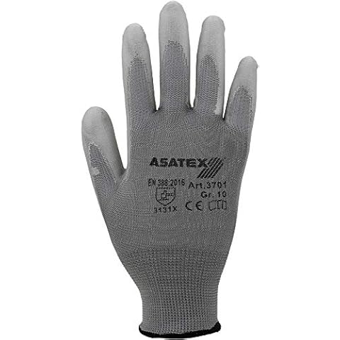 Asatex 3701 10 Fine Knit Gloves with PU Coating Size 10, Grey) Cover