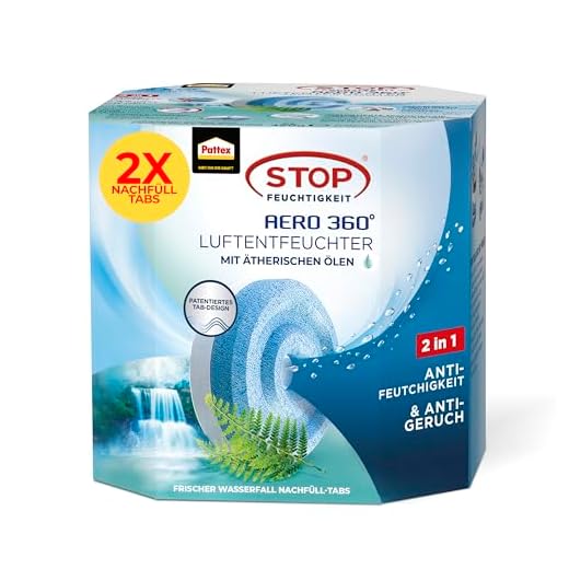 Pattex AERO 360° Frischer Wasserfall Tabs Nachfüllpack, reduzieren Feuchtigkeit und schlechte Gerüche, Nachfülltabs für den Luftentfeuchter AERO 360°, 2er-Pack (2x450g)