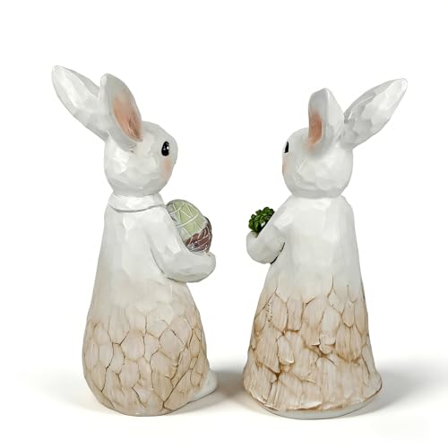 Figuras de Conejo de Pascua de Resina Decorativas 2 piezas miniatura 6