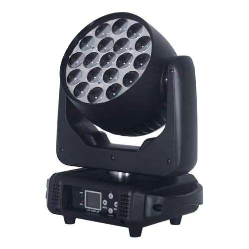 Weikass Led 19x15W DMX Zoom Wash Moving Head Stage Light for Church, Theater, Studio,Events,Dj,Bar,Disco (1 Light)