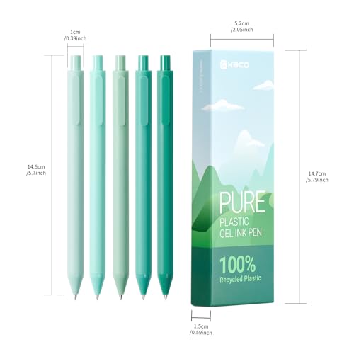 Image of KaCo PURE Eco Friendly Gel Ink Pen Plastic 5 Pieces, Ink Color-Black