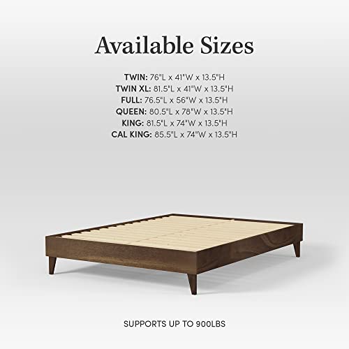 Cardinal & Crest Wood Bed Frame | Made With 100% New Zealand Pine | Solid Mattress Platform Foundation Pressed Pine Slats | Easy Assembly | King - Walnut #TOP4