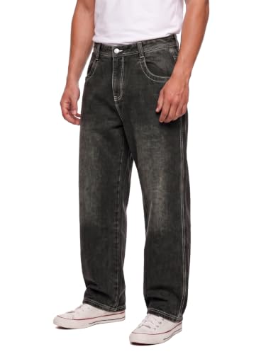 Image of GINGTTO Men's Baggy Barrel Jeans Wide Leg Y2K Denim Pants | Loose Fit Streetwear Casual Hip Hop Skater Vintage Style