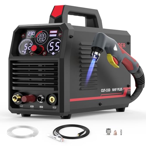 YESWELDER Cortador de Plasma 55Amp, Sin Alta Frecuencia, Arco Piloto Sin Contacto, 230V Máquina de Corte de Plasma Multifuncional 4 en 1 Corte de Láminas/Corte de Rejillas/Desbarbado/Marcado