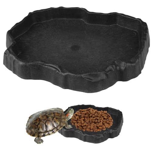 Reptilien-Wasserschale Harzfelsen, 18x14x2cm Wasserschale Terrarium, Reptilien-Futterstation, Reptilien Wasser Tablett Futterschale, Reptilien Fressnapf für Eidechsen, Geckos, Chamäleons, Spinnen