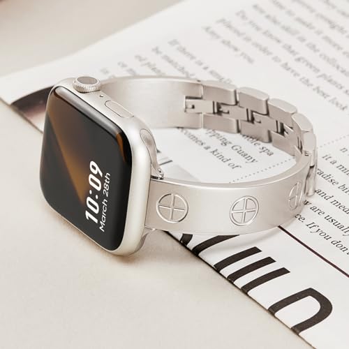 Image of Missair Compatible with Apple Watch Band 38mm 40mm 41mm 42mm 44mm 45mm 46mm 49mm, Stainless Steel Metal Strap Women Dressy Bracelet Wristband for iWatch Series 11 10 9 8 7 6 5 4 3 2 1 SE Ultra
