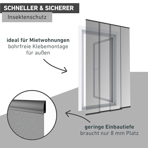 Windhager Insektenschutz PLUS Türvorhang Easy Lamellenvorhang Fliegengitter individuell kürzbar, 120 x 250 cm, anthrazit, 04315, Schwarz