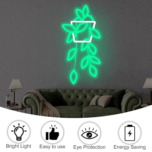 Image of Flowerpot Neon Sign for Wall Decor, USB Light Up Sign for Home Bedroom Party Bar Flower Shop Decor Wedding Birthday Party Gifts for Her Him, 16.5 inchx8.9 inch