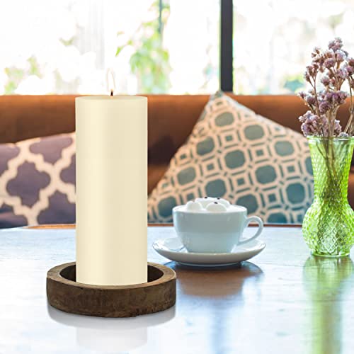 Image of Stonebriar Tall 3 x 8 Inch 110 Hour Long Burning Unscented Wax Flat Top Pillar Candles, Ivory, 6 Pack