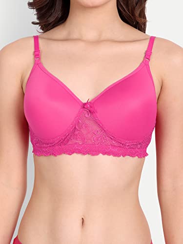 Image of FIMS - Fashion is my style Women Cotton Floral Lace Padded, Non-Wired, Full Coverage, Seamless Bra Panty Set, Multicolor, Lingerie Set