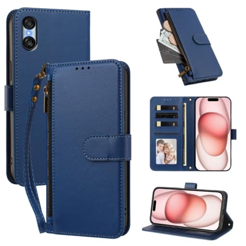 Étui Sony Xperia 10 V 5G pour voyager léger avec rabat portefeuille et fermeture éclair
