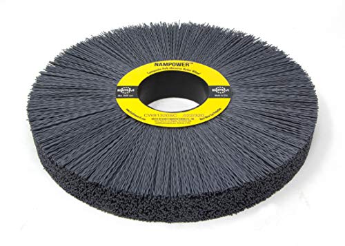 Image of Brush Research CW81320SC Nampower Composite Hub Abrasive Nylon Wheel Brush, Round Hole, Silicon Carbide Filament, 8 inch Diameter, 0.022 inch Wire Diameter, 2 inch Arbor Hole, 2.5 inch Bristle Length, (Pack of 1)