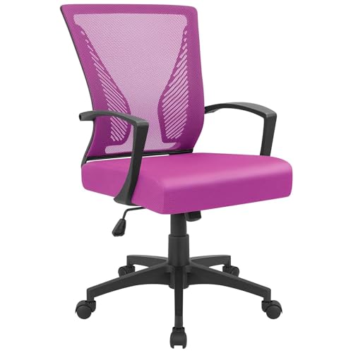 Image of Furmax Office Chair Mid Back Swivel Lumbar Support Desk Chair, Computer Ergonomic Mesh Chair with Armrest (Pink)