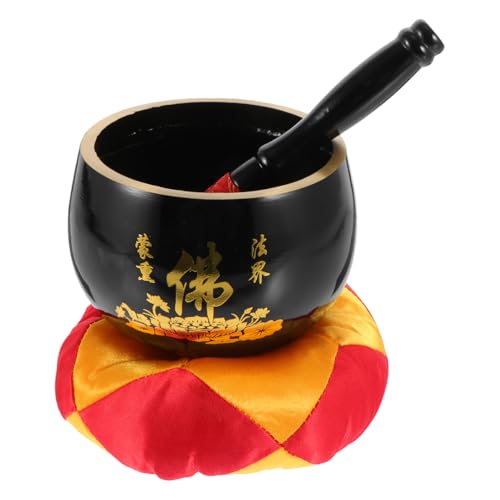 LALADEFIEE 1 セット 仏音鉢 仏音鉢 マレットマット付きシンギングボウル チャイムボウル 禅茶碗 お椀 のそみ ヒーラー ミュージカル ボウル 手作りシンギングボウル 純銅 Black