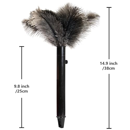 Image of Retractable Ostrich Feather Duster for Cleaning, 15 Inch Fluffy and Natural Feather Duster with Retractable Handle, Reusable Eco-Friendly Handheld Cleaning Supplies (10 pcs)