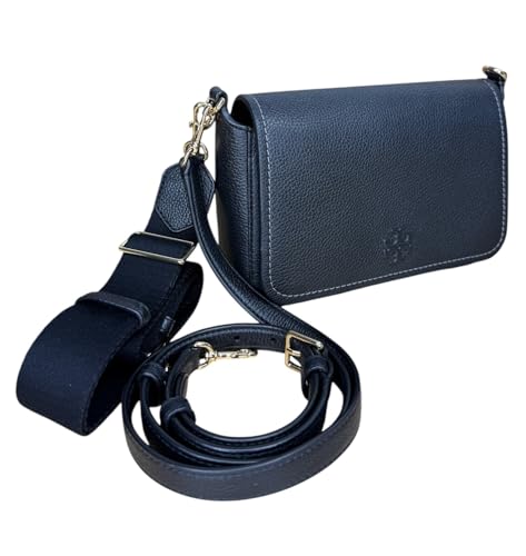 Tory Burch 144688 Thea Flap Black With Gold Hardware Leather Women's Crossbody Bag