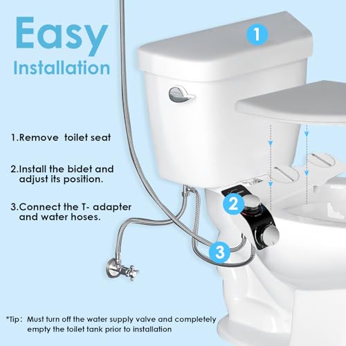 VivaLox Bidet Aufsatz,Ultra-Slim Nicht Elektrisch Bidet Einsatz Für Toilette mit,Hot & Cold Bidet,Nicht Elektrischer Selbstreinigender Doppeldüse,Einstellbarer Wasser