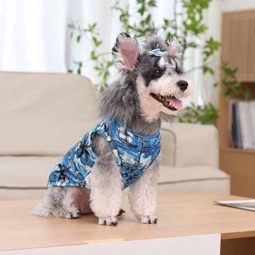Image of CuteBone Dog Shirts 2-Pack Soft Pet Clothes Breathable Summer Vest for Small Puppy and Stretchy Cat Apparel