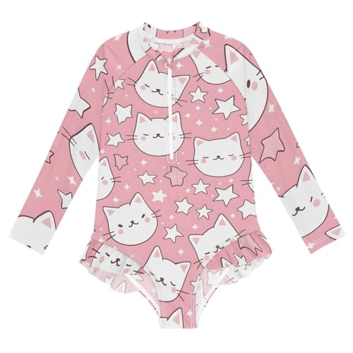Image of Girls One Piece Swimsuits Long Sleeve Swimsuit Zipper Bathing Suits Swimwear