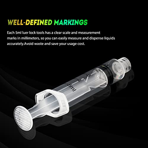 Image of 5ml Syringe 22 Gauge 1.2 inch Needle Lab Disposable Sample Syringes, 20 Pack