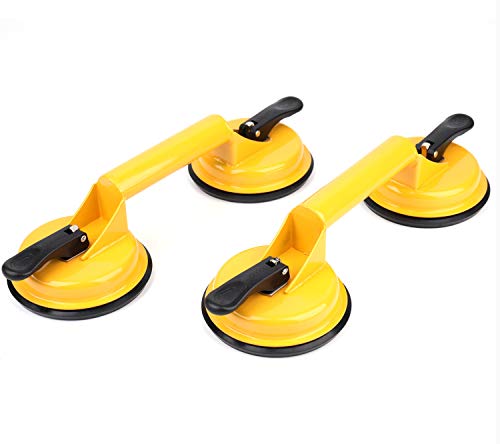 Yesland 2 Pack Glass Suction Cups - Heavy Duty Iron Puller/Lifter/Gripper Double Vacuum