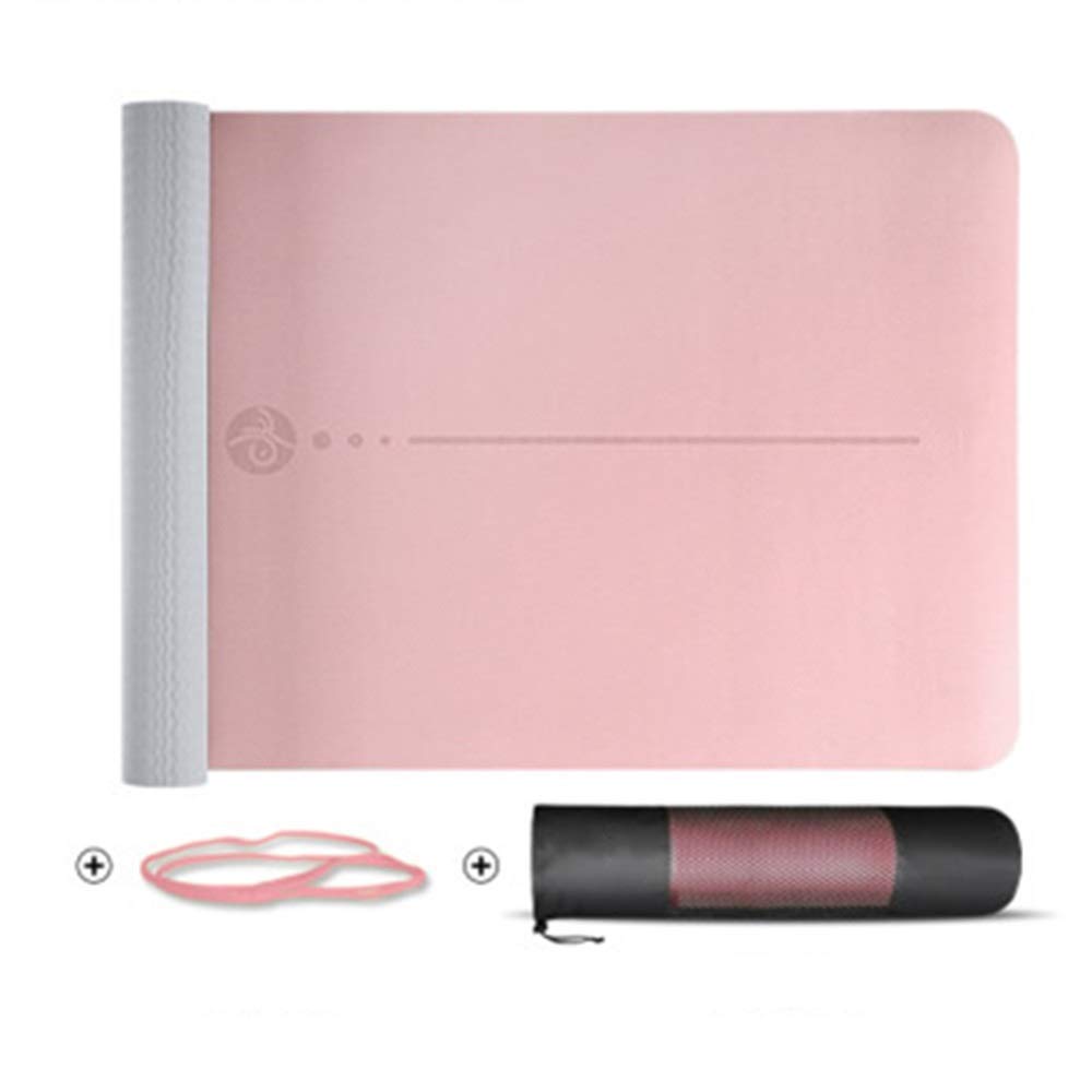 CHUNSHENN Yoga Mat TPE Yoga Mat Non Slip for Yoga Pilates and Gymnastics Exercise and Workout Mat Traveling Yoga Mat Fitness Exercise (Color : Pink, Size : 6mm) Yoga Mats Indoor SportingGoods