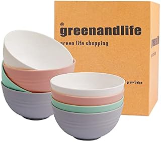 greenandlife 8 Pcs Unbreakable Cereal Bowls - 24 OZ Lightweight Bowl Set, Dishwasher & Microwave Safe, Reusable Plastic Bowls for Breakfast, Salad, Pasta, Soup, Noodles, Snack