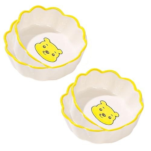 Image of YANCI Ceramic Dipping Bowls Set, Small Tableware for Soy Sauce, Vinegar, Chutney, Sushi Condiments (Yellow Bear, Pack of 4)