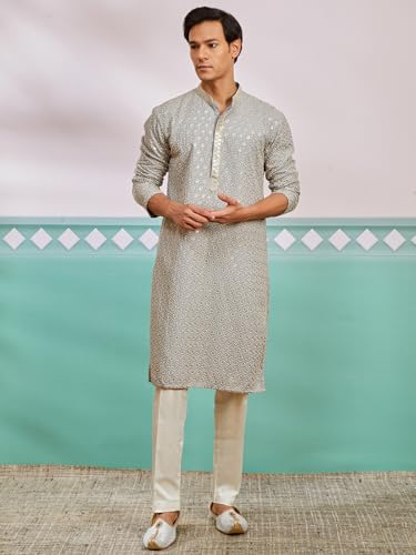 Ensemble de pyjama brodé Chikankari VASTRAMAY : cadeau homme idéal - 3